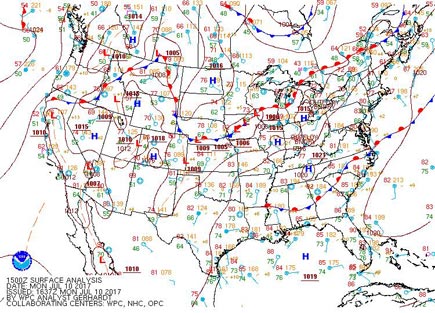 Map: air quality forecast highs and lows
