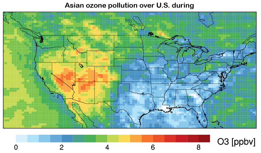 Asian ozone pollution over the U.S.