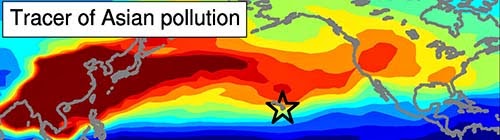 Ozone Transport: Tracer of Asian Pollution graph